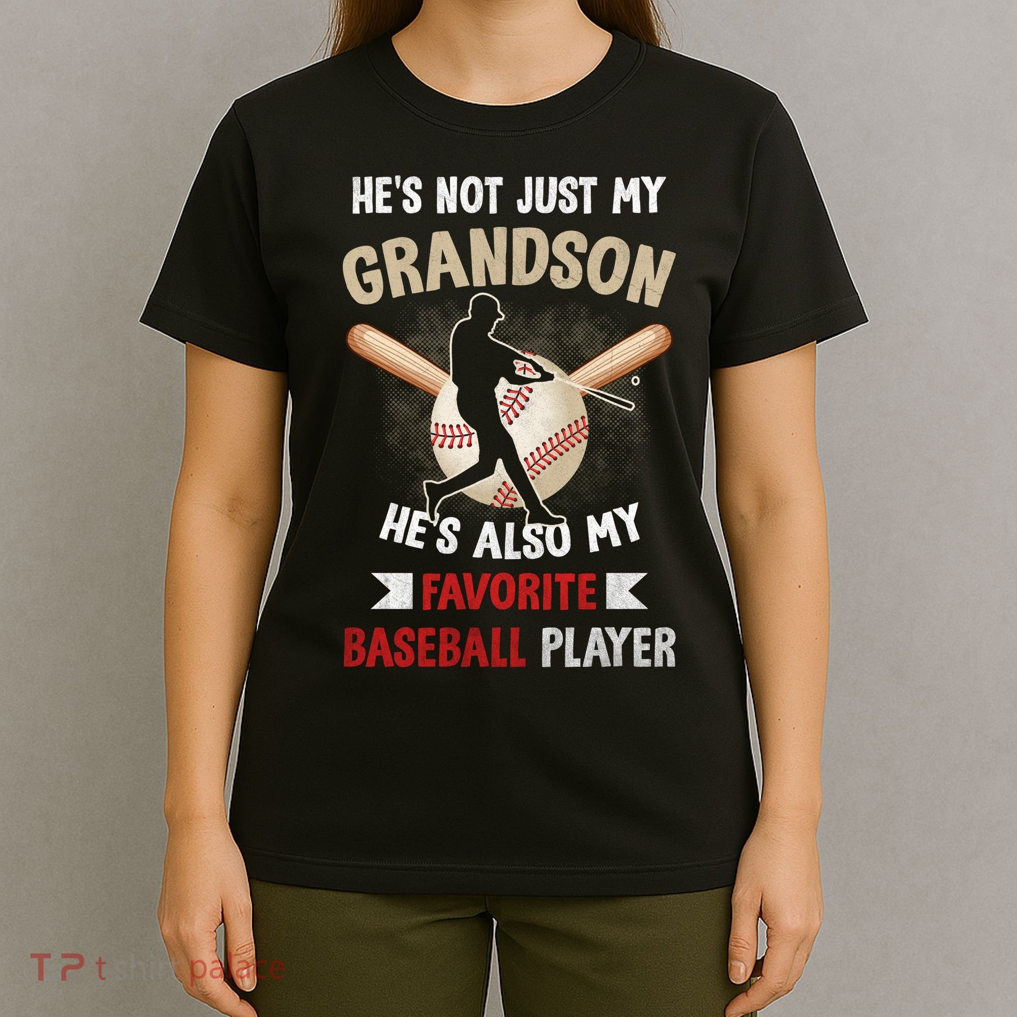 Funny Baseball Grandpa Grandson My Favorite Baseball Player T-Shirt