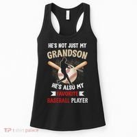 Funny Baseball Grandpa Grandson My Favorite Baseball Player Women's Tank Top thumb 0