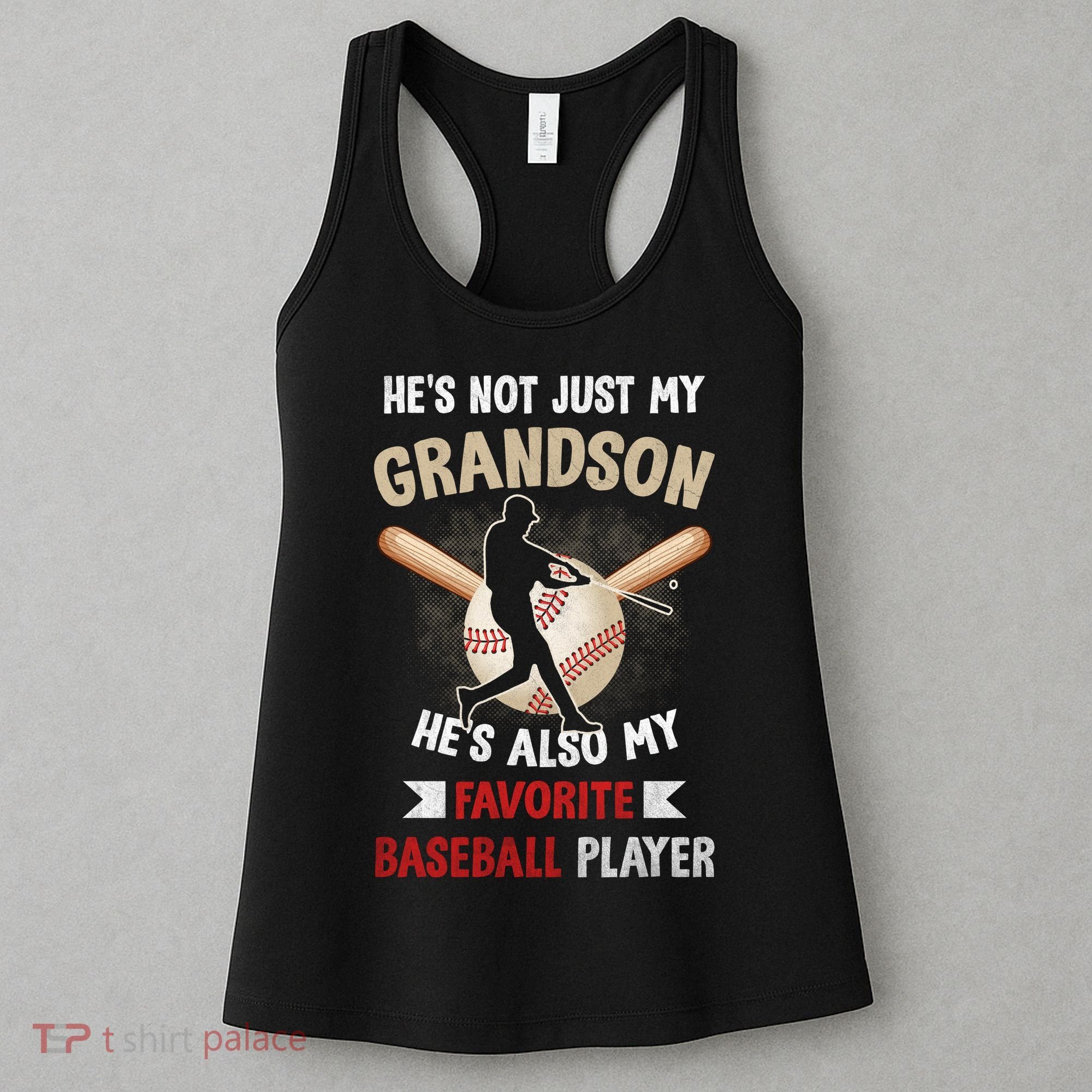 Funny Baseball Grandpa Grandson My Favorite Baseball Player Women's Tank Top