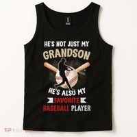 Funny Baseball Grandpa Grandson My Favorite Baseball Player Tank Top thumb 2