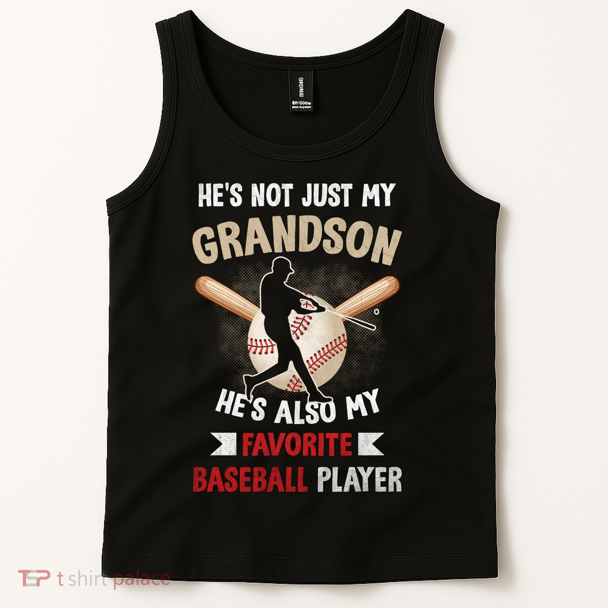 Funny Baseball Grandpa Grandson My Favorite Baseball Player Tank Top