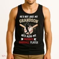 Funny Baseball Grandpa Grandson My Favorite Baseball Player Tank Top thumb 3