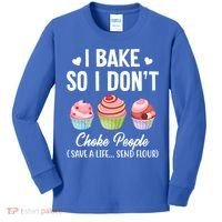 Funny Baking Gift I Bake So Funny I Don't Choke People Gift Kids Long Sleeve Shirt thumb 0