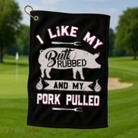 Funny Bbq Grilling Quote Pig Pulled Pork Golf Towel thumb 1