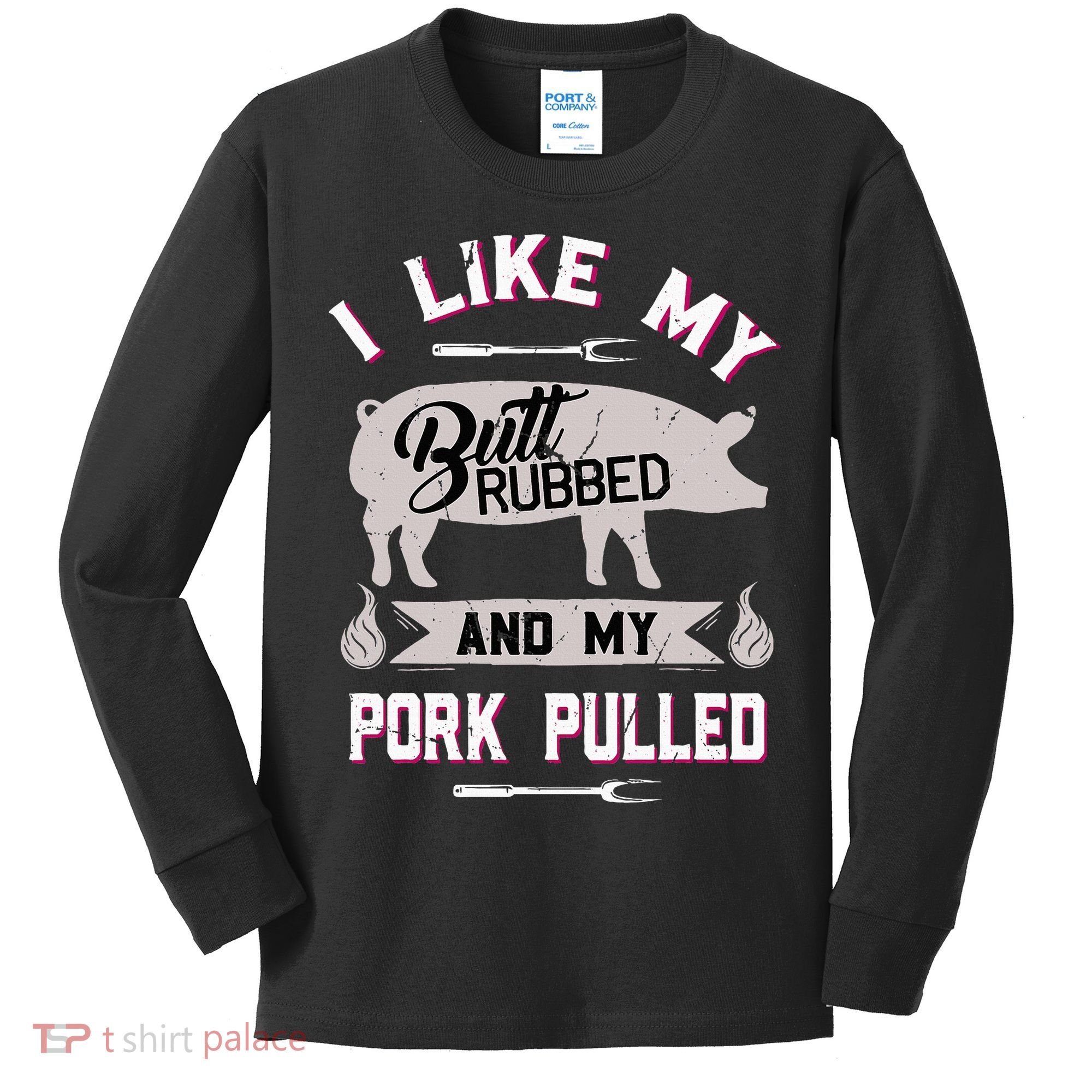 Funny Bbq Grilling Quote Pig Pulled Pork Kids Long Sleeve Shirt