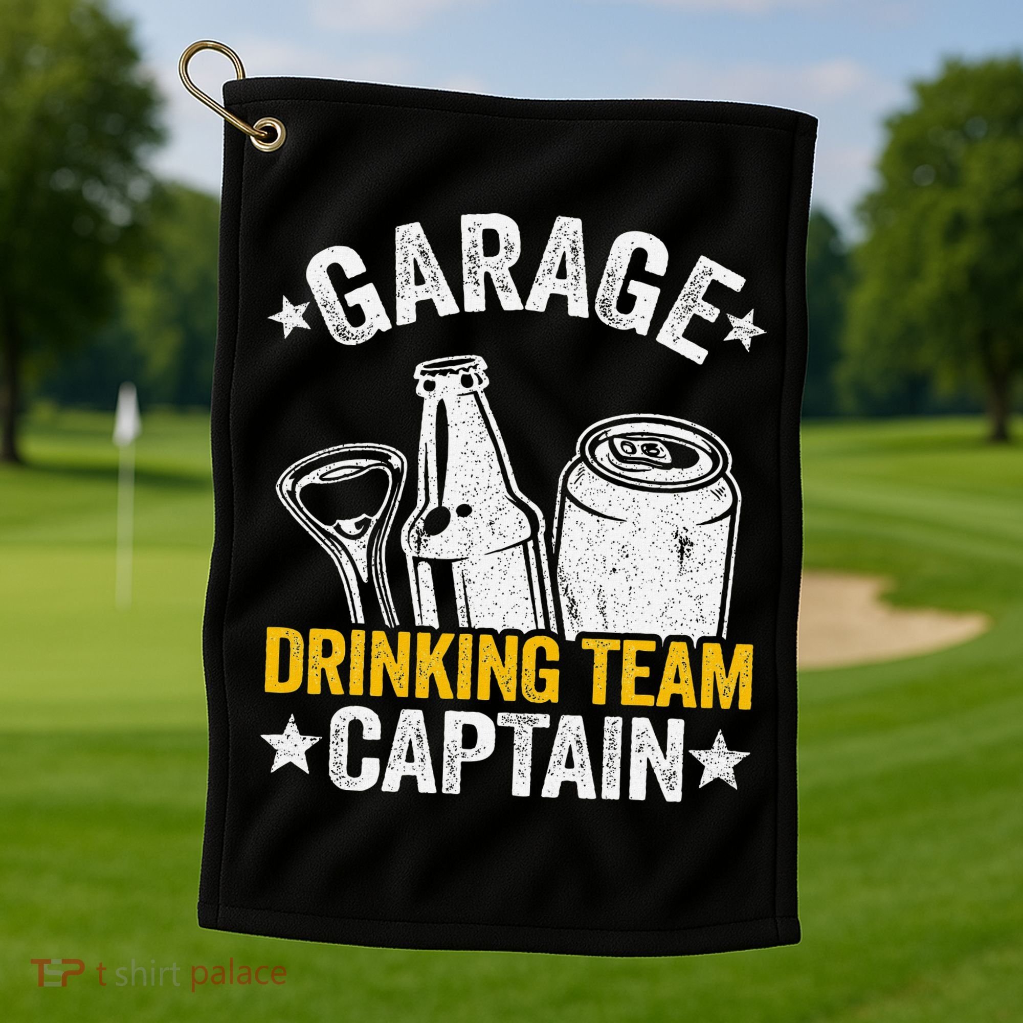 Funny Beer Garage Drinker Garage Drinking Team Captain Golf Towel
