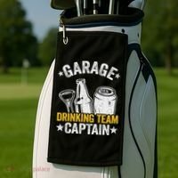 Funny Beer Garage Drinker Garage Drinking Team Captain Golf Towel thumb 2