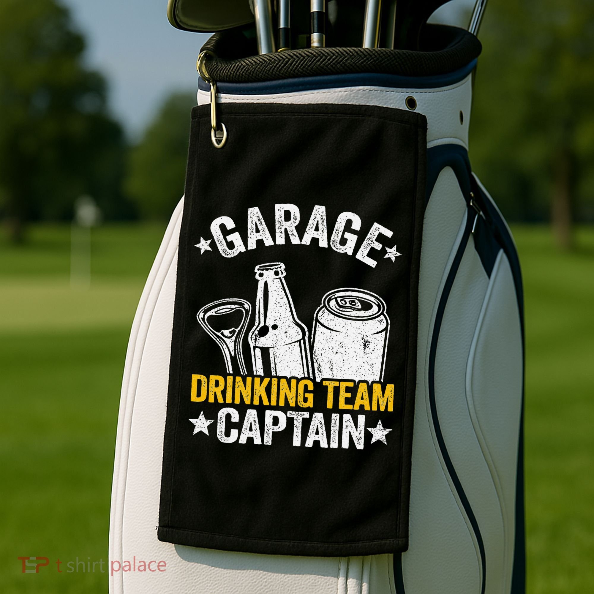 Funny Beer Garage Drinker Garage Drinking Team Captain Golf Towel