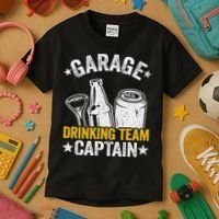 Funny Beer Garage Drinker Garage Drinking Team Captain Kids T-Shirt thumb 3