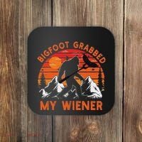 Funny Bigfoot Grabbed My Wiener Retro Bbq Humor Coaster thumb 0