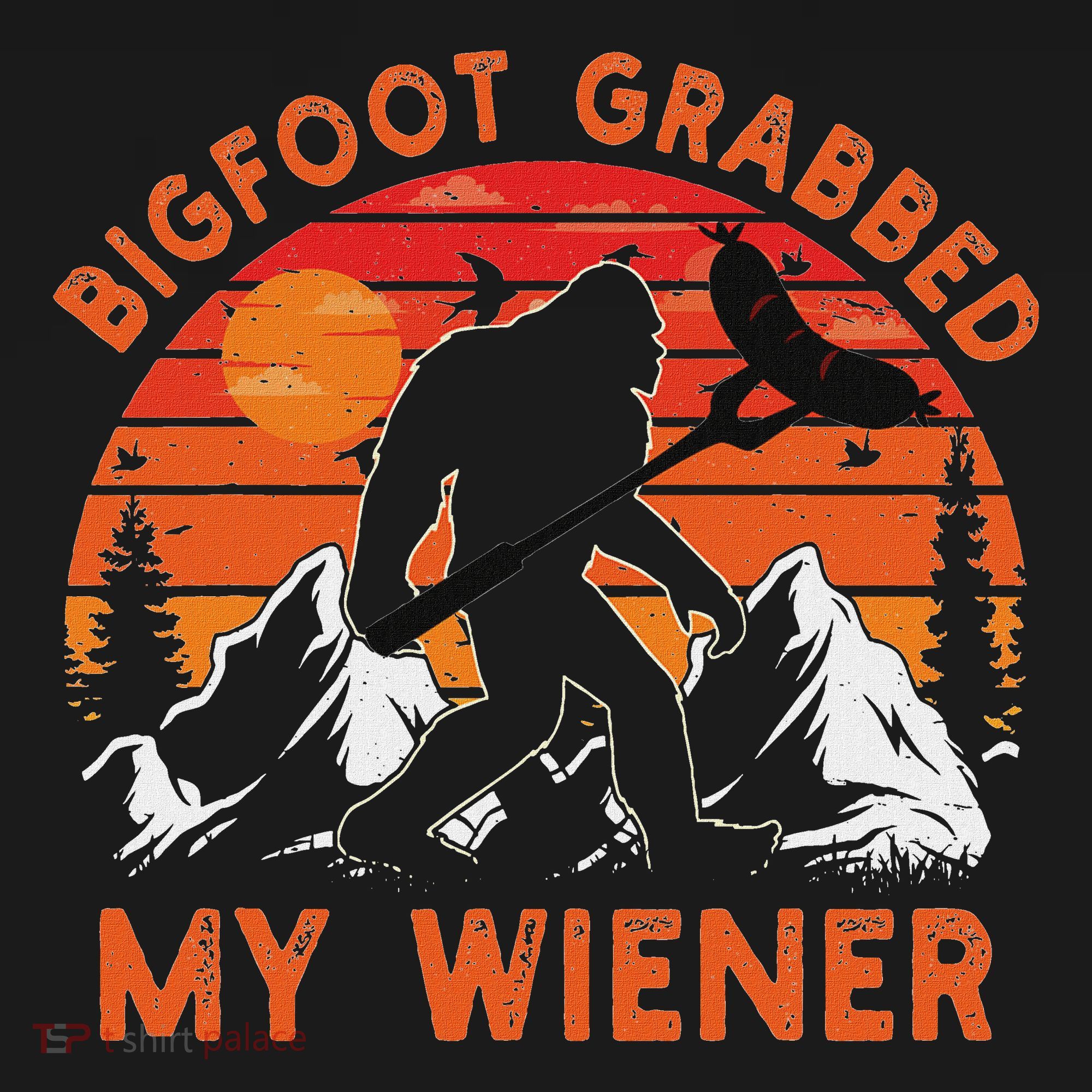 Funny Bigfoot Grabbed My Wiener Retro Bbq Humor Polo