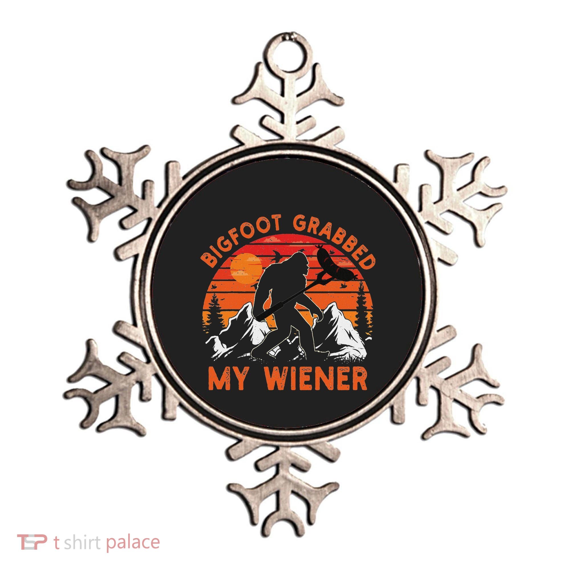Funny Bigfoot Grabbed My Wiener Retro Bbq Humor Ornament