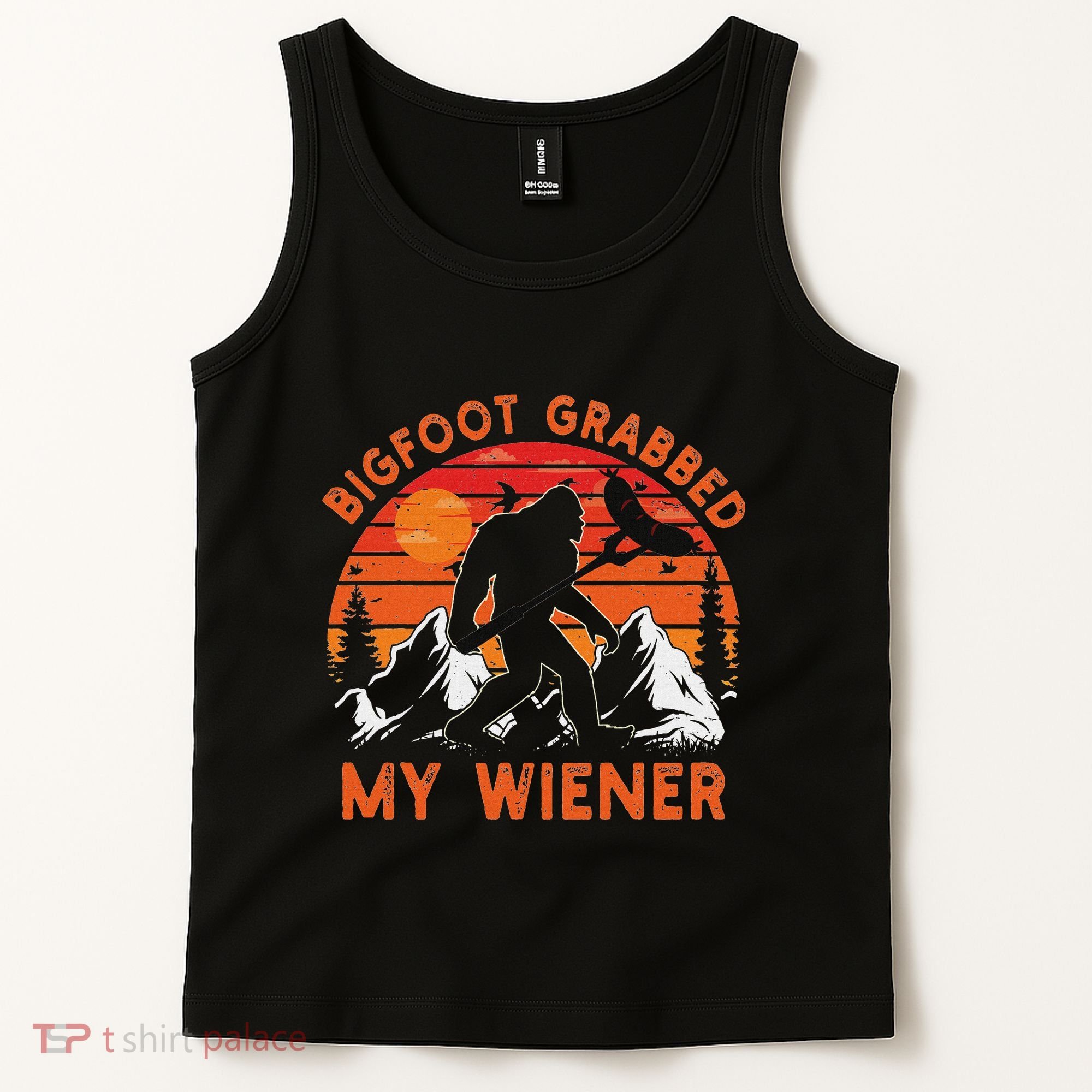 Funny Bigfoot Grabbed My Wiener Retro Bbq Humor Tank Top