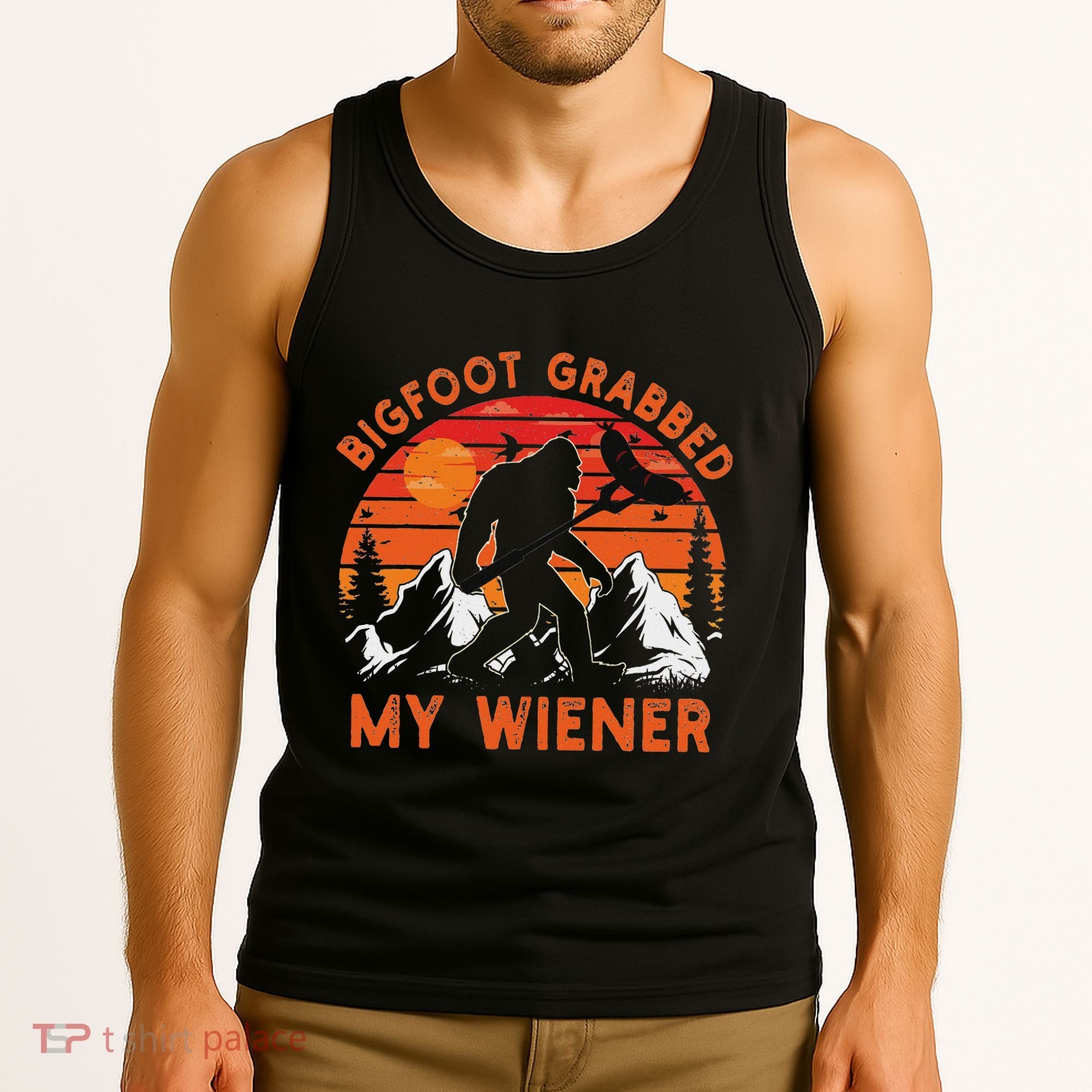 Funny Bigfoot Grabbed My Wiener Retro Bbq Humor Tank Top
