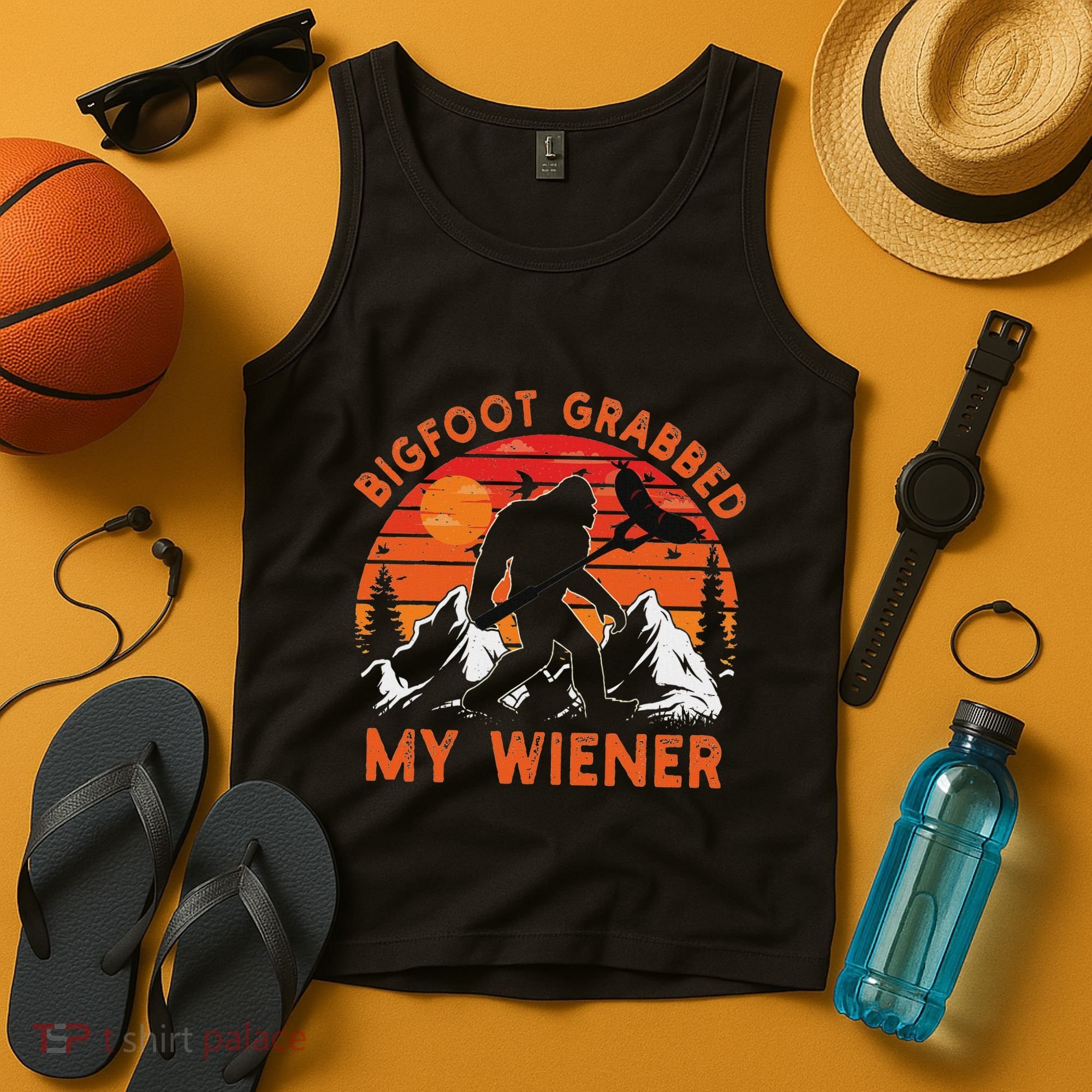 Funny Bigfoot Grabbed My Wiener Retro Bbq Humor Tank Top