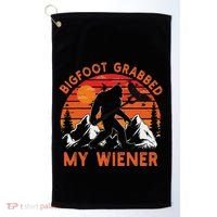 Funny Bigfoot Grabbed My Wiener Retro Bbq Humor Golf Towel thumb 0