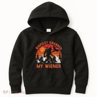 Funny Bigfoot Grabbed My Wiener Retro Bbq Humor Kids Hoodie thumb 0