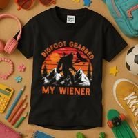 Funny Bigfoot Grabbed My Wiener Retro Bbq Humor Kids T-Shirt thumb 3