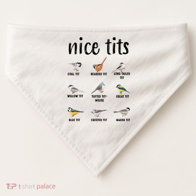 Funny Bird Gift Nice Tits Ornithology USA-Made Doggie Bandana