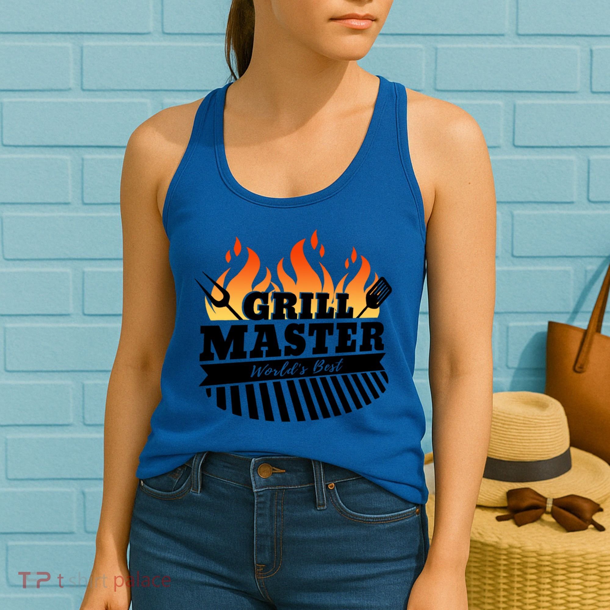 Funny Bbq Grill Master Worlds Best Grillfather Grillers Cute Gift Women's Tank Top
