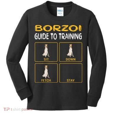 Funny Borzoi Guide To Training Dog Obedience Kids Long Sleeve Shirt