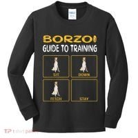Funny Borzoi Guide To Training Dog Obedience Kids Long Sleeve Shirt thumb 0