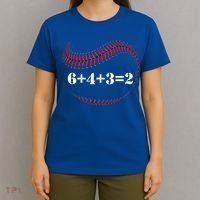 Funny Baseball Gift 6+4+3 2 Baseball Double Play Gift T-Shirt thumb 4
