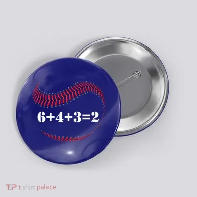 Funny Baseball Gift 6+4+3 2 Baseball Double Play Gift Button