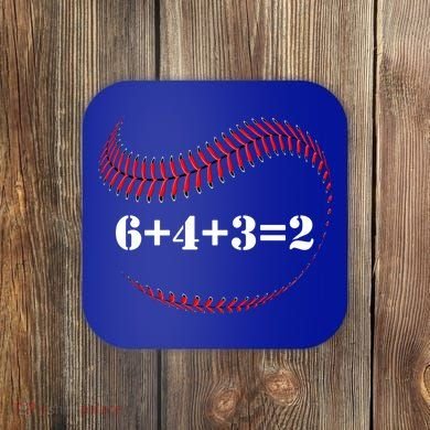 Funny Baseball Gift 6+4+3 2 Baseball Double Play Gift Coaster