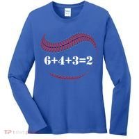 Funny Baseball Gift 6+4+3 2 Baseball Double Play Gift Women's Long Sleeve Shirt thumb 0