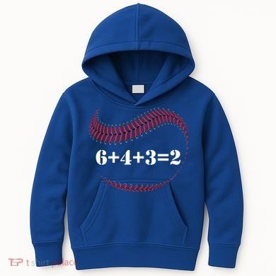 Funny Baseball Gift 6+4+3 2 Baseball Double Play Gift Kids Hoodie