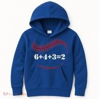 Funny Baseball Gift 6+4+3 2 Baseball Double Play Gift Kids Hoodie thumb 0