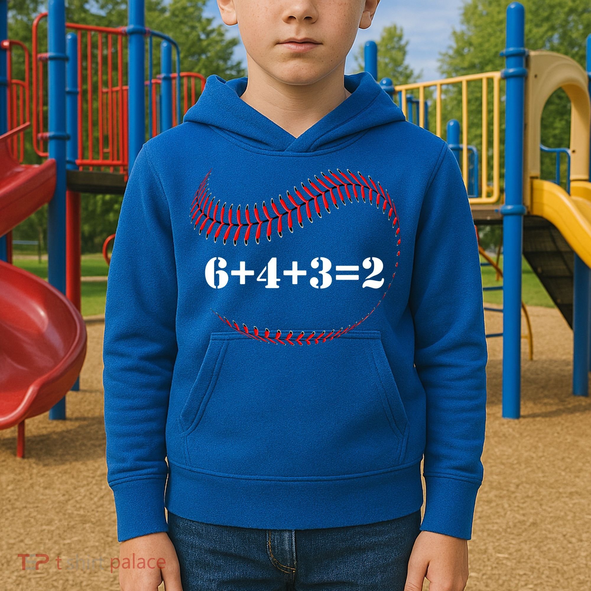 Funny Baseball Gift 6+4+3 2 Baseball Double Play Gift Kids Hoodie