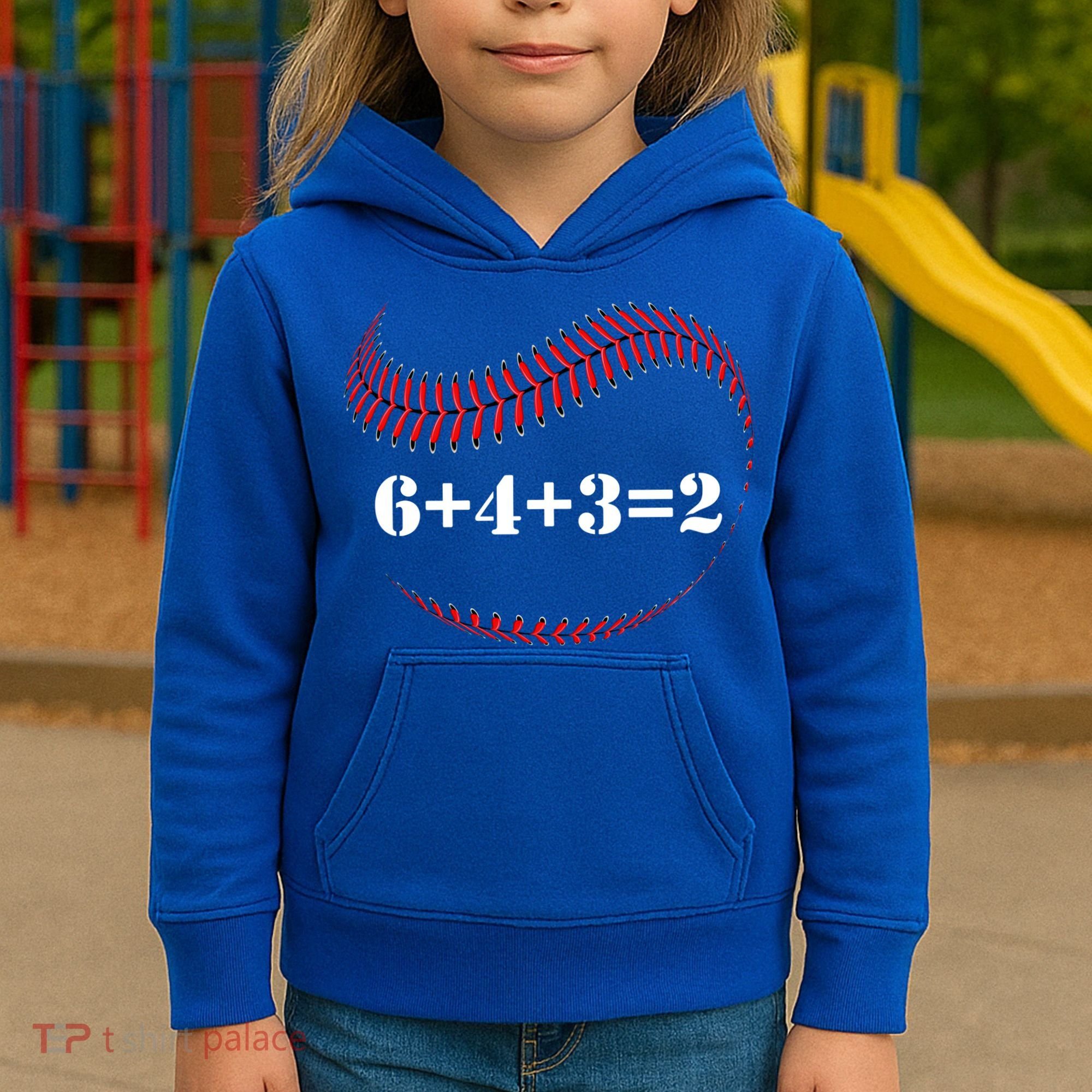 Funny Baseball Gift 6+4+3 2 Baseball Double Play Gift Kids Hoodie
