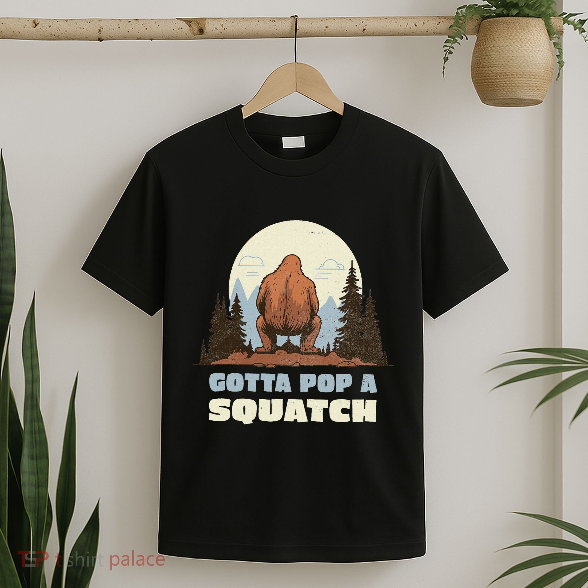 Funny Bigfoot Gotta Pop A Squatch Sasquatch Poop Joke Pun T-Shirt