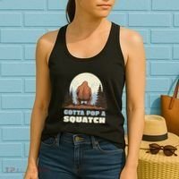 Funny Bigfoot Gotta Pop A Squatch Sasquatch Poop Joke Pun Women's Tank Top thumb 2