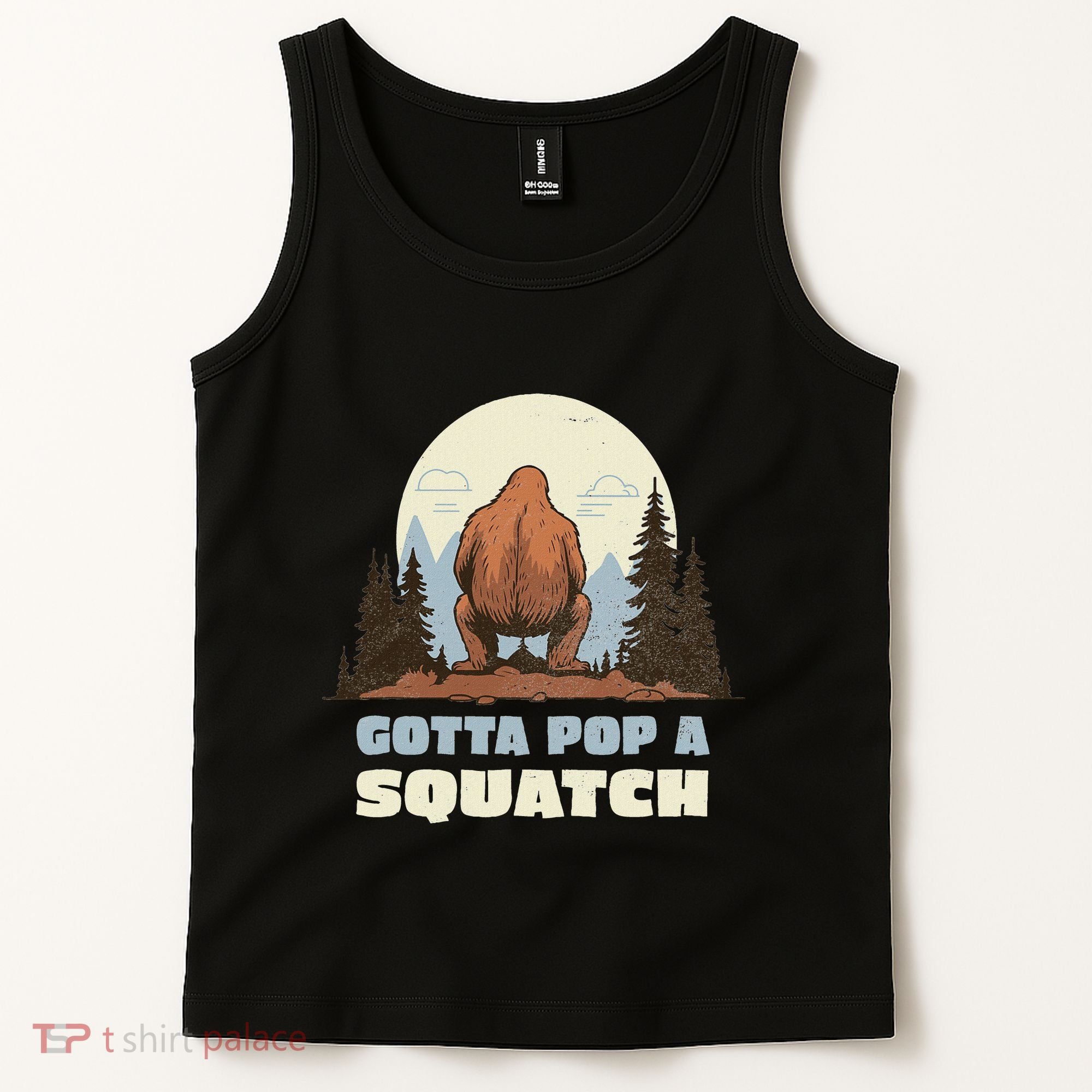 Funny Bigfoot Gotta Pop A Squatch Sasquatch Poop Joke Pun Tank Top
