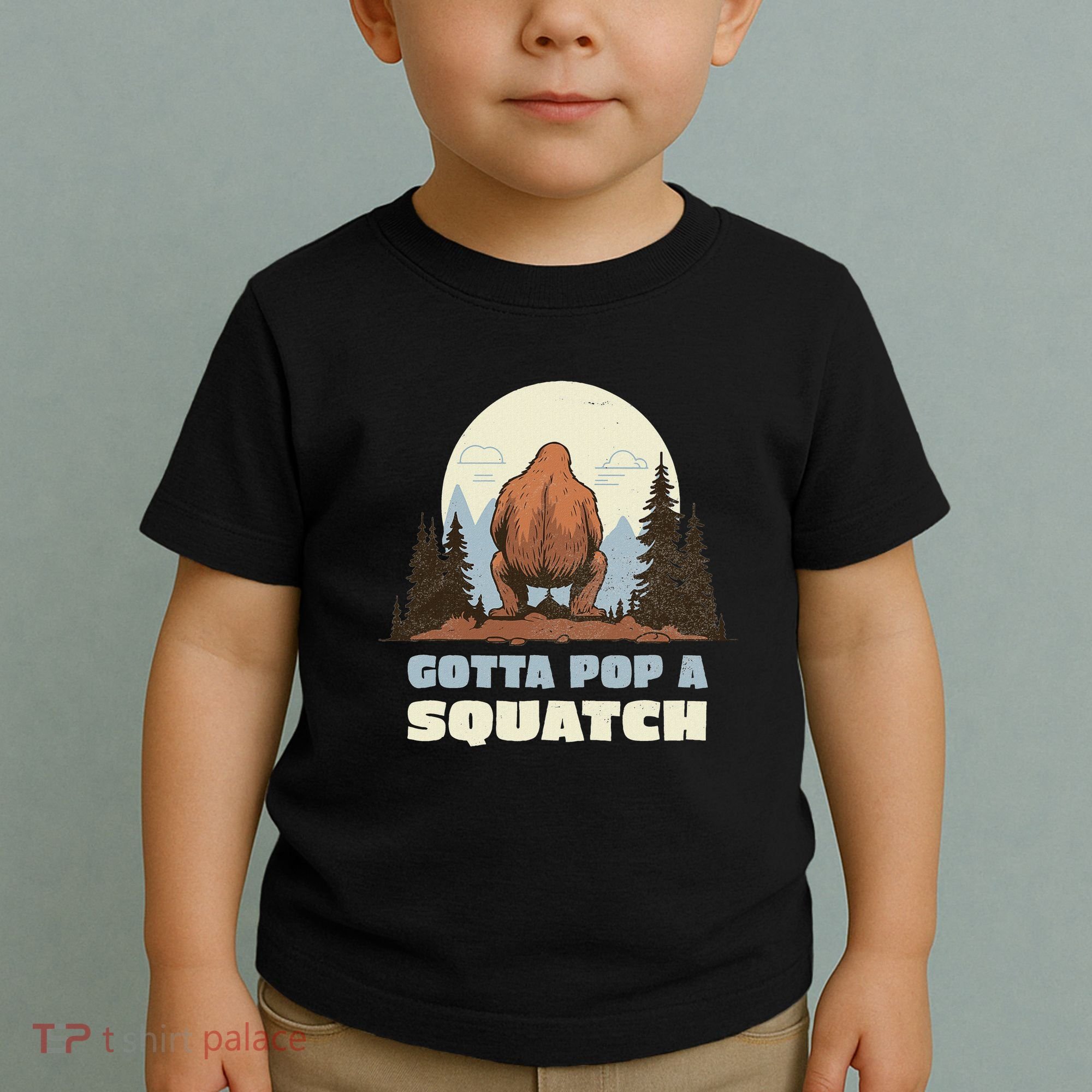 Funny Bigfoot Gotta Pop A Squatch Sasquatch Poop Joke Pun Toddler T-Shirt