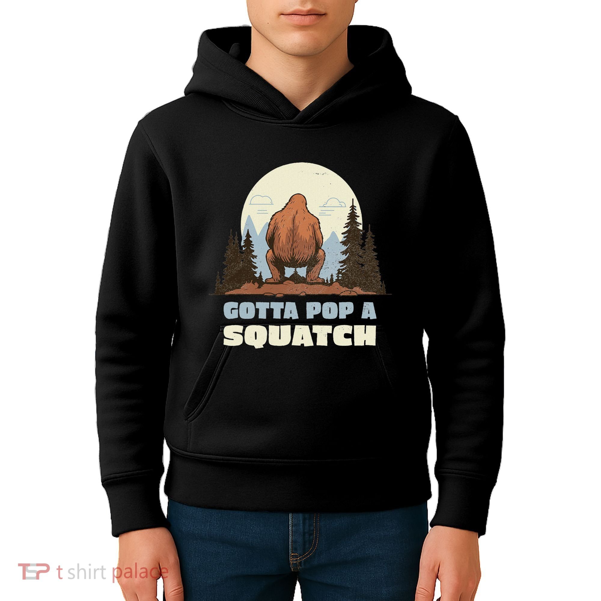 Funny Bigfoot Gotta Pop A Squatch Sasquatch Poop Joke Pun Kids Hoodie