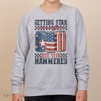 Funny Beer Getting Star Spangled Hammered 4th Of July Preppy Women's Sweatshirt thumb 0