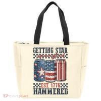 Funny Beer Getting Star Spangled Hammered 4th Of July Preppy Tote Bag thumb 0