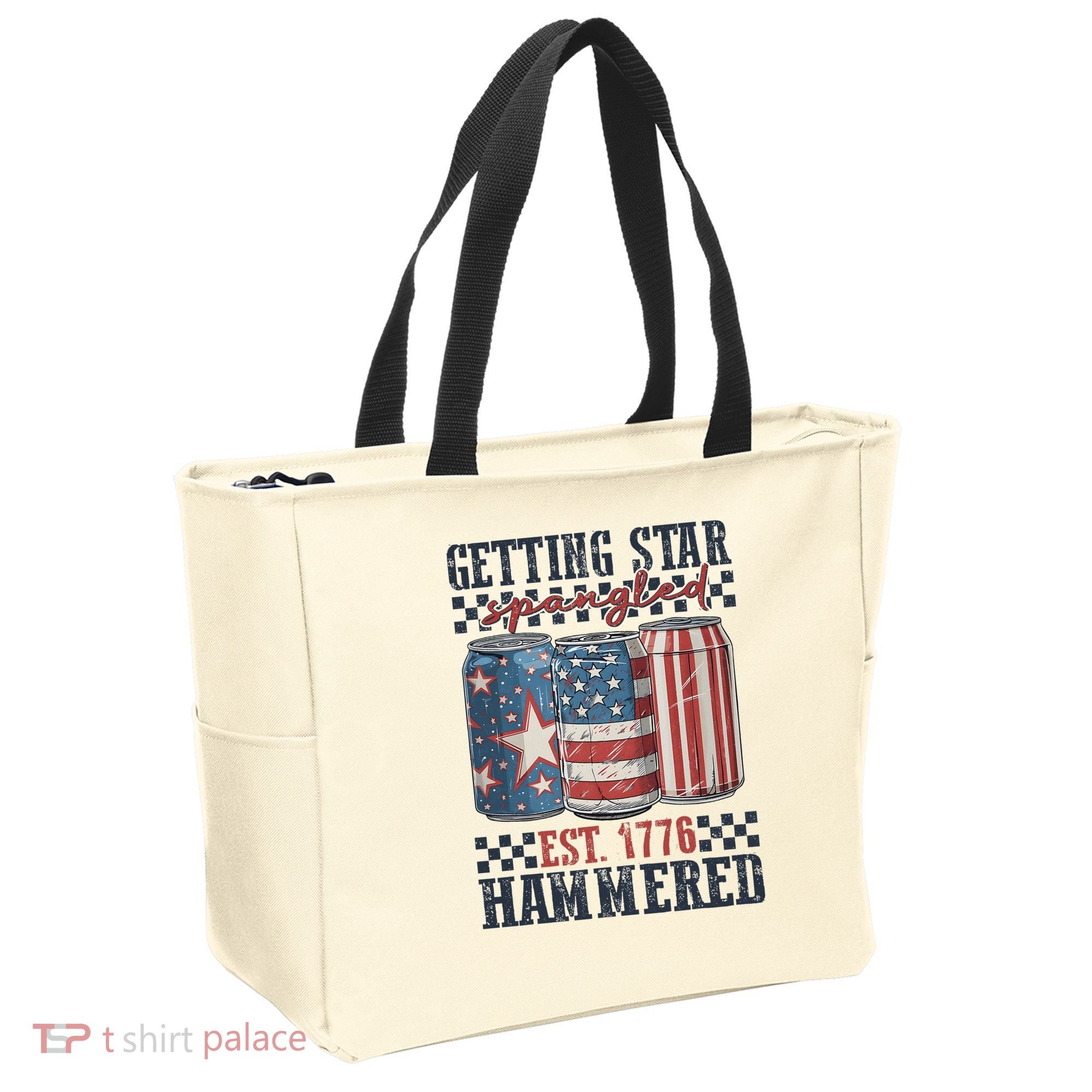 Funny Beer Getting Star Spangled Hammered 4th Of July Preppy Tote Bag