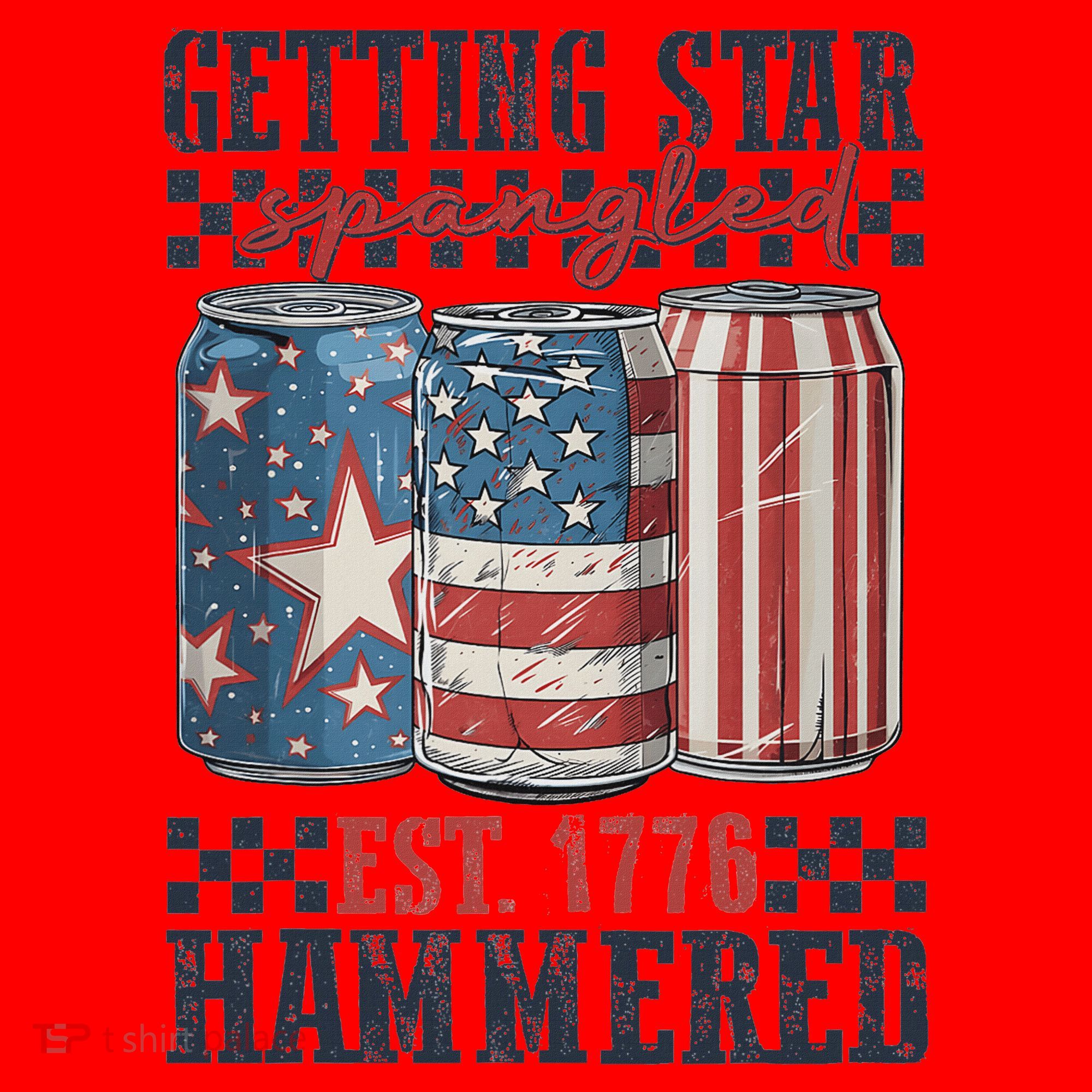 Funny Beer Getting Star Spangled Hammered 4th Of July Preppy Santa Hat