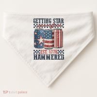 Funny Beer Getting Star Spangled Hammered 4th Of July Preppy USA-Made Doggie Bandana thumb 0