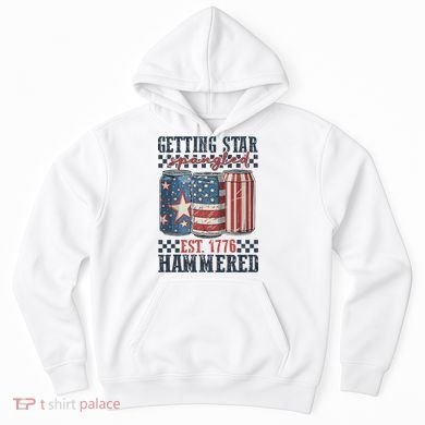 Funny Beer Getting Star Spangled Hammered 4th Of July Preppy Hoodie