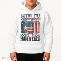 Funny Beer Getting Star Spangled Hammered 4th Of July Preppy Hoodie thumb 2