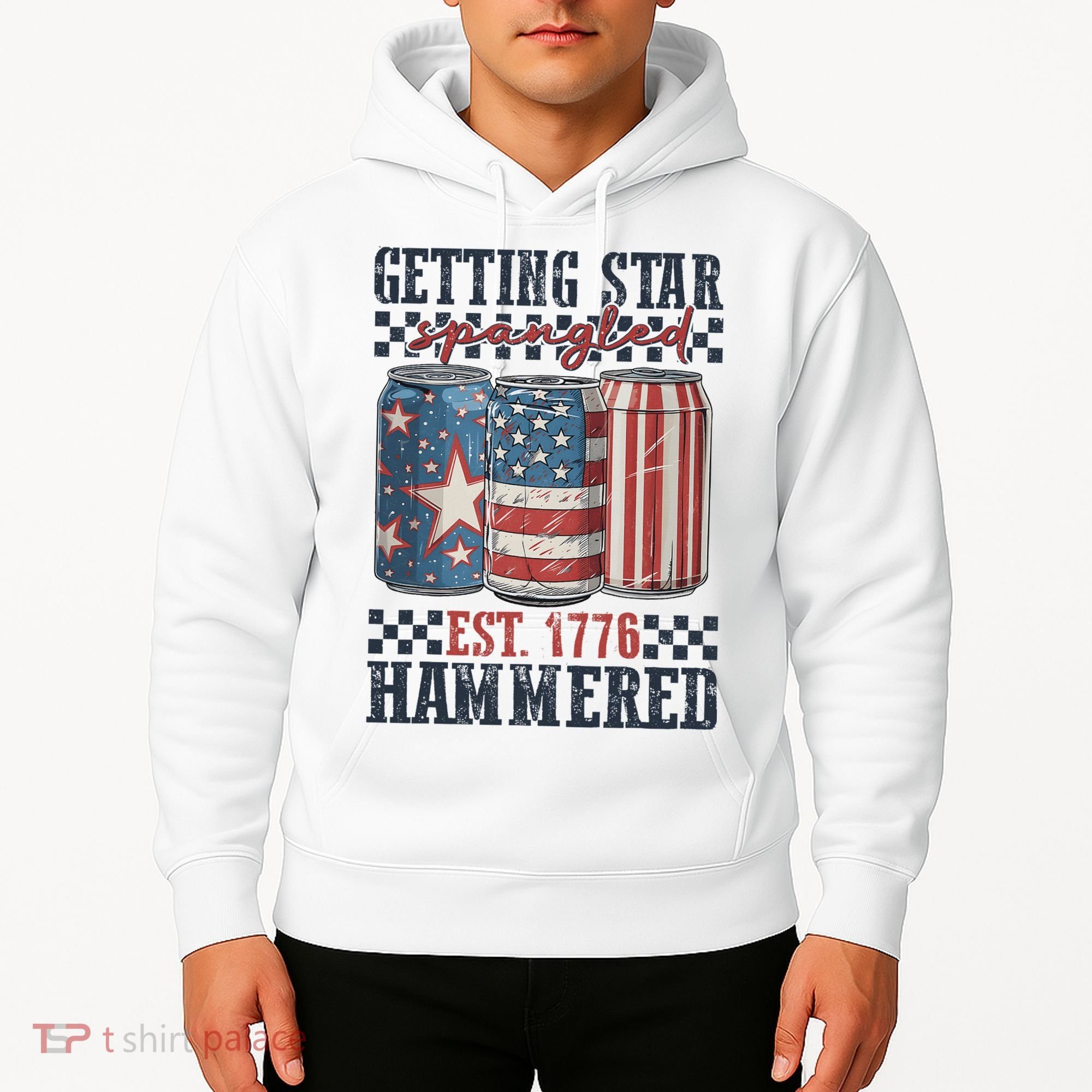 Funny Beer Getting Star Spangled Hammered 4th Of July Preppy Hoodie