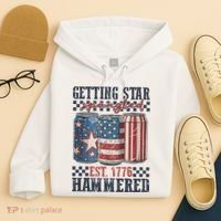 Funny Beer Getting Star Spangled Hammered 4th Of July Preppy Hoodie thumb 4