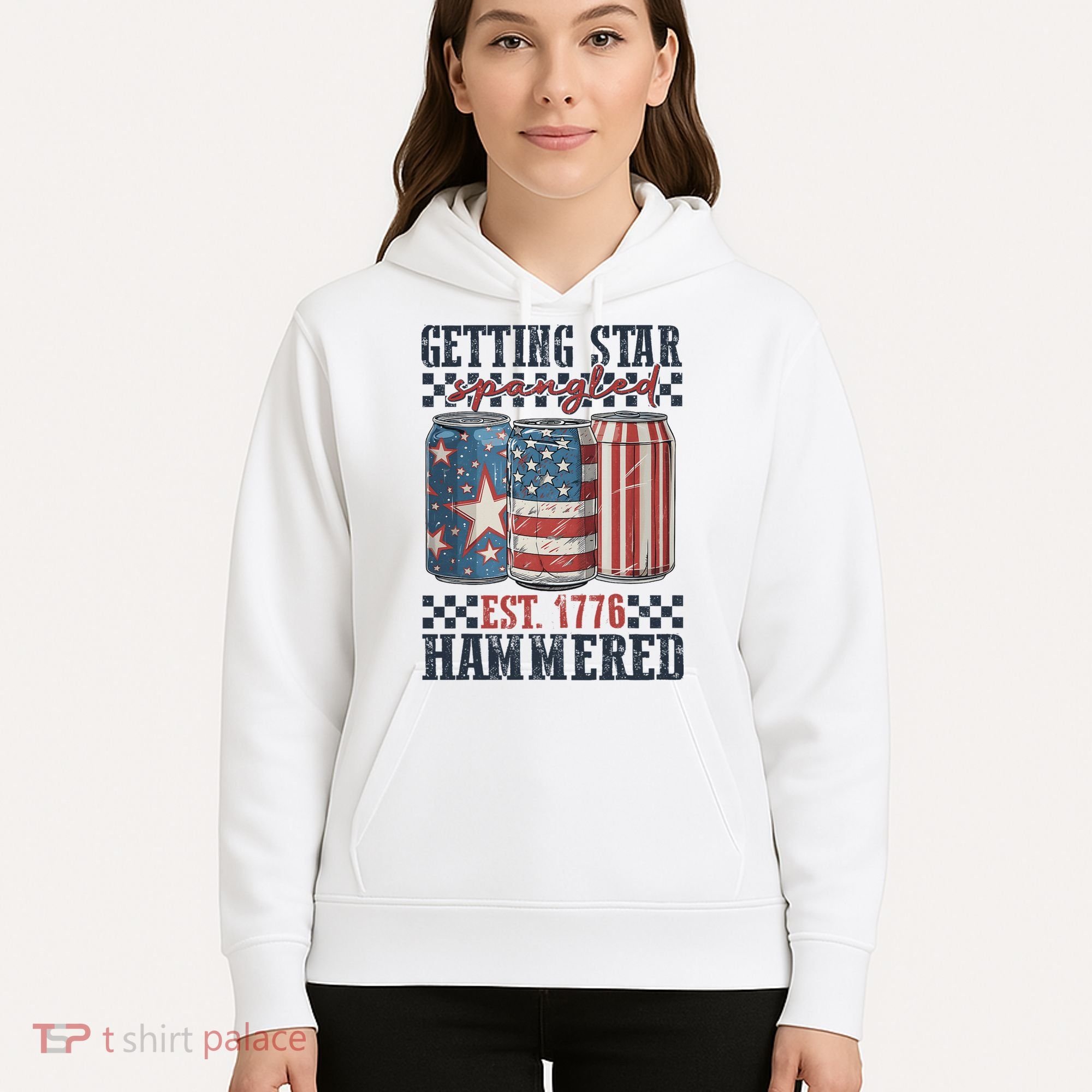 Funny Beer Getting Star Spangled Hammered 4th Of July Preppy Hoodie