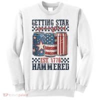 Funny Beer Getting Star Spangled Hammered 4th Of July Preppy Sweatshirt thumb 0